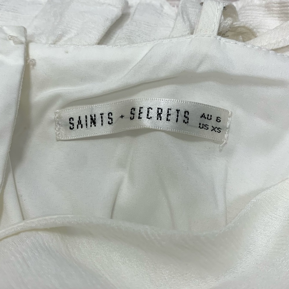 Saints & Secrets Smocked White Mini Dress - Picture 6 of 9
